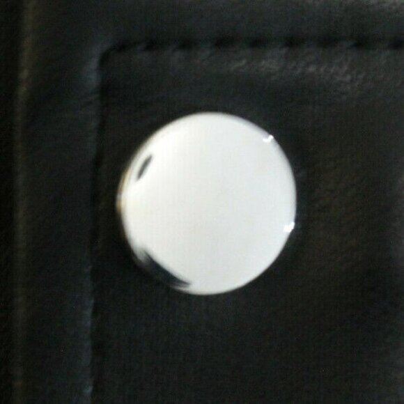 T Tahari Women Jacket Moto Fashion Snap Button Faux Leather Black Sz 10 - Picture 5 of 15